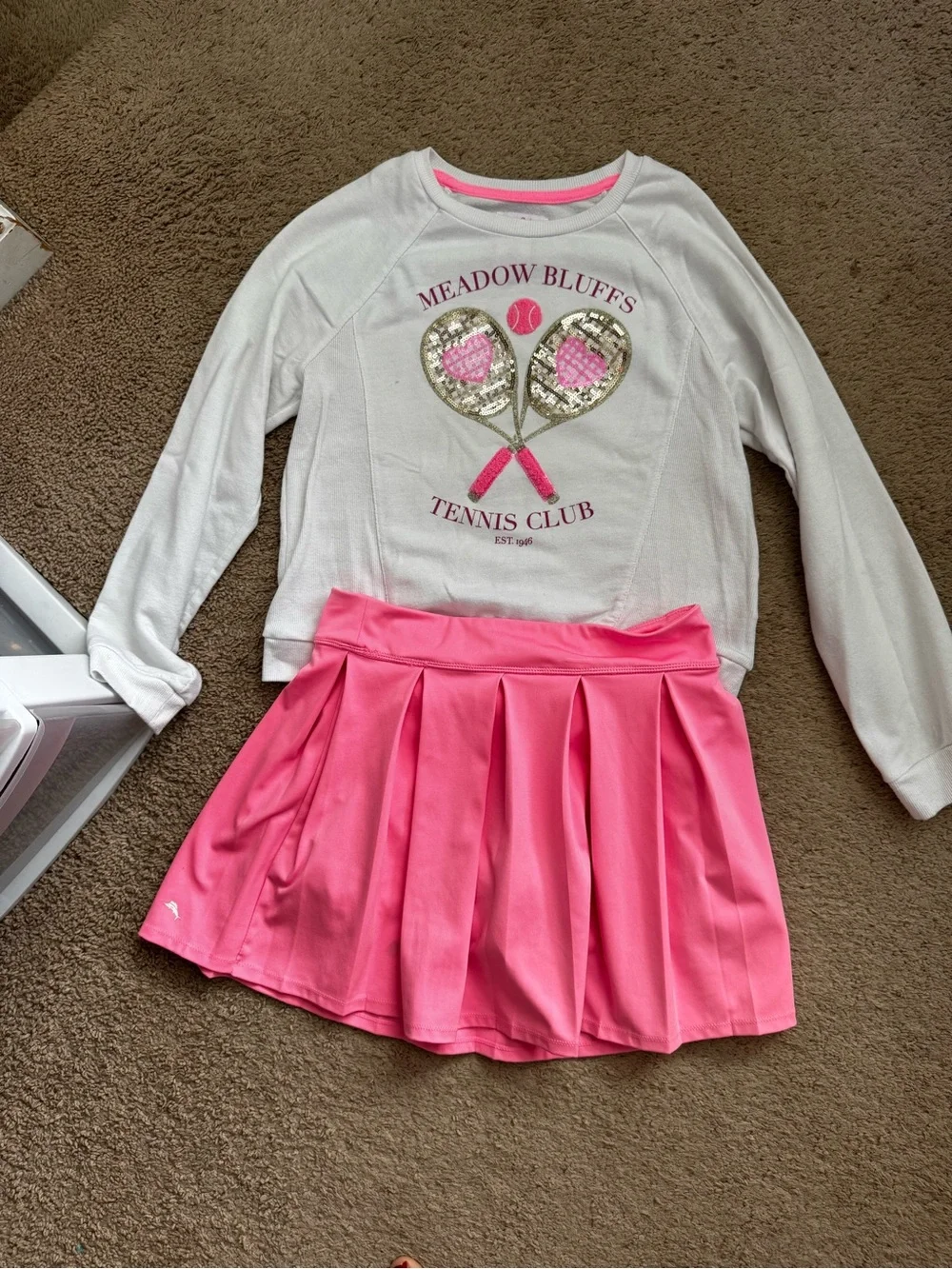 Tommy Bahama White Sweatshirt with Pink Trim